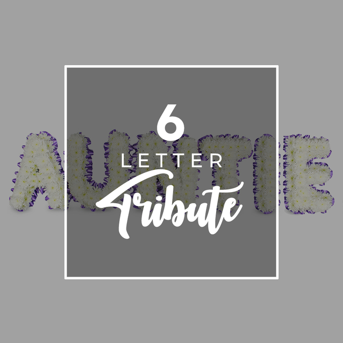 AUNTIE in white, six-letter memorial spanning airy, freestanding letters crafted from a dense cluster of white chrysanthemums against a cool gray backdrop. Each letter is crisply outlined with a purple trim, a ribbon or tiny blooms that provides a regal border to the snow-white blooms. The center is dominated by a white square overlay, bearing 6 LETTER in clean sans serif type, with Tribute sweeping in an elegant script beneath. The overall look is a refined balance of solemnity and personal warmth. The scene feels intimate yet formal, suitable for a memorial service in Mill Hill, near Mill Hill Broadway, or at a family church near The Ridgeway. The flowers are arranged to read clearly from a distance, creating a lasting impression of love and remembrance.
As a London florist serving Mill Hill and surrounding postcodes, we understand how such a tribute can anchor a service and provide a focal point for reflection. The six letters, all in pristine white, evoke purity and renewal, while the purple edging hints at dignity and affection. The arrangement is designed to be placed on a pedestal or pew-end, allowing family and friends to share in the moment. Available for delivery across Mill Hill, NW7, and neighboring locales, this piece offers both craft and compassion in equal measure.