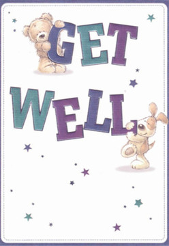 Echoing the friendly calm that defines Mill Hill, this get well card brings to life a scene designed to soothe as much as to delight. An illustrated teddy bear grips the top of the iconic 'GET,' while a lively puppy, full of caring curiosity, nuzzles the bold, teal 'WELL.' Their rounded shapes and expressive faces radiate warmth, making the message leap forth in vibrant purples and blues. Scattered stars hover playfully across a crisp white expanse, evoking both the possibility and magic inherent in a sincere wish for recovery. The plush texture of the bear and supple softness of the puppy's ears create an almost tangible sense of closeness and comfort. The visual harmony is reminiscent of a thoughtfully crafted bouquet-each brushstroke choosing balance and heart, as do floral arrangements prepared by Flowers Mill Hill for local delivery. In this gentle portrait, there's a perfect blend of hope and lightness, echoing the restorative air of Dollis Brook, and casting a reassuring glow to brighten anyone's path to wellness.