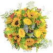 Brimming with sunshine and cheer, this hand-tied bouquet from Mill Hill is a true celebration of summer colour. Proud sunflowers with broad, golden faces beam from the centre, framed by plush yellow roses whose petals invite a gentle touch and softly sweet aroma. Dashes of orange and clusters of radiant red berries introduce a sense of warmth and joyful surprise, much like a stroll through local gardens or along Bittacy Hill on a perfect afternoon. Ferns, with their airy structure, and feathery goldenrod spill freely from the bouquet, creating a natural, almost meadow-like effect that speaks of English countryside charm. The finishing touch comes from eucalyptus leaves that peek through with a refined, silvery sheen and a calming, herbal scent. Each element is thoughtfully arranged by skilled Mill Hill florists, making this bouquet a delightful gift for celebrations, thank-yous, or spontaneous acts of kindness throughout the Mill Hill community and surrounding neighbourhoods.