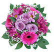 Every time a bouquet like this is assembled by a Mill Hill florist, it becomes a miniature celebration in fresh form-a vibrant, expertly crafted sphere of colour that immediately evokes happiness and warmth. Lavender roses-soft, velvety, and delicately scented-center the arrangement, their petals unfolding in a gentle spiral that draws the eye in. Encircling these treasures, rich fuchsia gerberas burst with spirited colour, their myriad petals and bold, textured centres reflecting the lively energy you might feel walking through Mill Hill Park. Playful magenta chrysanthemums, their petals layered and sometimes revealing a flash of golden yellow, create a lovely interplay of tones and textures, much like the bustling mix of people and cultures in Mill Hill's markets. Wisps of snowy baby's breath soften the intensity, forming airy tufts that lighten the bouquet visually and emotionally. The entire composition is framed in glossy, deep green foliage, giving a sense of abundance and harmony. This hand-tied bouquet, with every stem placed thoughtfully, delivers not just flowers but also the freshness and neighbourly spirit of Mill Hill-perfect for birthdays, making amends, or simply letting someone know they are thought of and cherished.