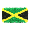 Displayed centrally against a plain white background, this vibrant Jamaican flag sculpture feels both celebratory and tactile. The piece is not a flat fabric banner but a mosaic built from thousands of tiny, crumpled pieces of material-tissue paper, fabric scraps, or similarly delicate textures-carefully packed to form a three-dimensional surface that invites a closer look. The diagonal gold saltire slices across from corner to opposite corner, dividing the field into four bold triangles. The two triangles at the top and bottom glow in bright, leafy green, their jagged edges catching a soft, ambient light. The two side triangles, left and right, present a deep, matte black that anchors the piece with a rich, quiet gravitas. Each fragment's irregular surface creates a tactile texture, so the flag seems to breathe with light, shadow, and the gentle rustle of folded material. The whole construction radiates a handcrafted spirit, as if a community of artists gathered in Mill Hill to honor national pride through color, texture, and shared labor. This artful rendering could accompany features about Jamaica's heritage, art, or community resilience, translating familiar symbols into a contemporary sculpture that invites touch and reflection. In our Mill Hill studio, we often discuss how such works express belonging, celebration, and the courage to reframe tradition through new materials. It's a piece that can inspire conversation, or serve as a striking centerpiece for events or exhibitions. Available for same-day delivery across Mill Hill and nearby neighbourhoods, it travels with the care and craft you'd expect from a local florist, bringing a taste of Caribbean vibrancy to homes and community spaces.