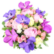 On first viewing, this bouquet invites you in with a tender chorus of pastel pinks and sunlit ivory, lifted by the surprising majesty of deep violet orchids. The peonies lead the story, their layered, almost spherical blooms recalling soft tulle skirts at spring dances, their scent sweet and gentle rather than overpowering. Spray roses in soft pink cluster in playful bursts, while the cream-white roses add a serene, vanilla note to the composition. It is the orchids, speckled and luminous in violet, that command the eye with their cool, silk-like texture and refined silhouette. A frame of lush, waxy greenery wraps the arrangement, offering a crisp garden air that freshens the senses. Designed as a romantic centrepiece or a heartfelt birthday gift, this bouquet speaks of affection and thoughtful artistry, a nuanced dialogue of colour, texture, and perfume. Crafted by Flowers Mill Hill for delivery across Mill Hill and nearby districts, it carries freshness and a handmade touch that makes every glance a little moment of joy. Holding the bouquet, one notices the plush petals, the soft weight, and the cool, reassuring smoothness of the leaves-a tangible reminder of the care poured into every stem.
