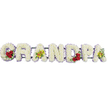 This image captures a touching funeral flower tribute that spells GRANDPA in large, clear capital letters, displayed horizontally against a spotless white background. Each letter is entirely formed from closely packed white chrysanthemums, their small, cushion-like blooms creating a thick, velvety surface that appears soft and tender. A narrow band of lavender-purple ribbon follows the contours of every letter, adding subtle contrast and a gentle, soothing hue that feels at home in the quiet neighbourhoods of Mill Hill. Emotional highlights appear in the form of carefully placed accent flowers. The opening G holds a compact cluster of three to four deep red roses, framed by glossy green leaves that make their rich colour glow against the surrounding white. The first A is enhanced by yellow-green orchids, their elegant petals and faint touches of reddish-brown introducing a note of grace and distinction. Moving along the tribute, the curved D mirrors the G with another pocket of velvety red roses, and the final A repeats the orchid motif, ensuring a sense of balance and continuity across the design. Discreet support bars connect the letters from behind, keeping the word perfectly aligned when placed at a family service in Mill Hill, whether in a chapel near Mill Hill East or at a crematorium approached through tree-lined roads. The tribute feels both serene and heartfelt, as though designed by a local Mill Hill florist who understands the importance of honouring a grandfather's life with white flowers for peace, red roses for deep love, and orchids for the lasting respect held by those left behind.